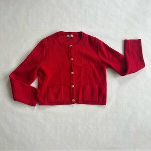 J Crew Red Cotton Knit Cardigan Women’s Size Medium
